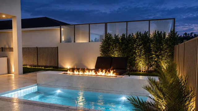 Krasnow backyard, view 05 (paver idea 1 &middot; night)