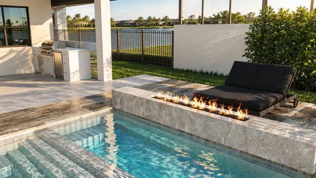 Krasnow backyard, view 07 (paver idea 2 &middot; the spa and fire wall)